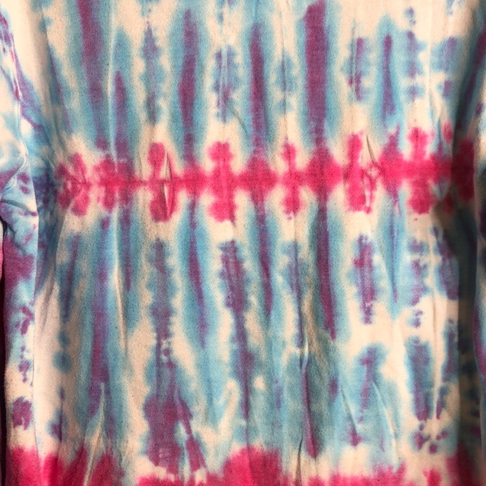 Tie-Dye Long Sleeve Crop Top - Pink & Blue - Picture 6 of 6